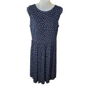 LOFT Womens Polka Dot Tank Dress Size Small Navy Retro Classic Career Office